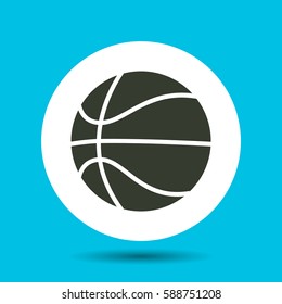 Basketball ball icon. Flat vector illustration in black on white background.