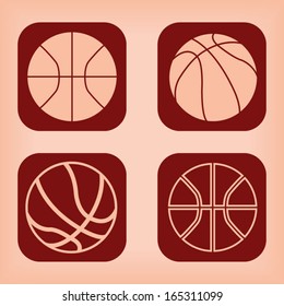 Basketball ball icon - four variations