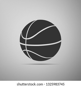 Basketball ball icon isolated on grey background. Sport symbol. Flat design. Vector Illustration