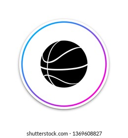 Basketball ball icon isolated on white background. Sport symbol. Circle white button. Vector Illustration