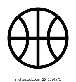 Ícone de bola de basquete em estilo de contorno minimalista. Traçado editável.