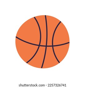 Icono de baloncesto. Esfera deportiva naranja, orbe para juego profesional. Objeto redondo de cuero para jugar. Ilustración vectorial plana simple aislada en fondo blanco