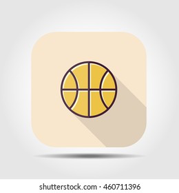 basketball ball icon with outline and flat offset color