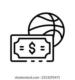 basketball ball icon. Outline style design isolated on white background