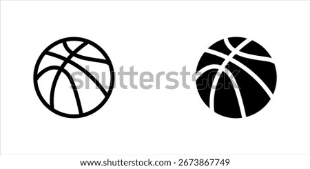 Basketball ball icon set. line and glyph version, outline and filled vector sign. Rubber ball linear and full pictogram. Sports equipment symbol, logo Vector illustration.