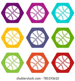 Basketball ball icon set many color hexahedron isolated on white vector illustration