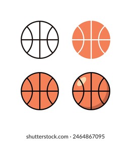 Conjunto de iconos de baloncesto. Ilustración vectorial