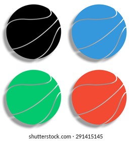 basketball ball icon with shadow - colored vector set