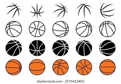 Basketball ball icon silhouette vector illustration isolated set