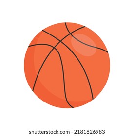 Basketball ball icon. Sticker for social networks, equipment for team sports. Active lifestyle metaphor. Cardio workouts and fun with friends, rest and relax. Cartoon flat vector illustration