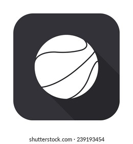 basketball ball icon - vector illustration with long shadow isolated on gray