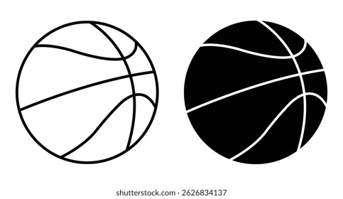 Basketball ball icon vector, Basketball ball outline and silhouette on a white background. Vector Basketball Ball, Basketball ball realistic vector illustration. Sport and Game competition concept.