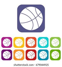 Basketball ball icons set vector illustration in flat style In colors red, blue, green and other
