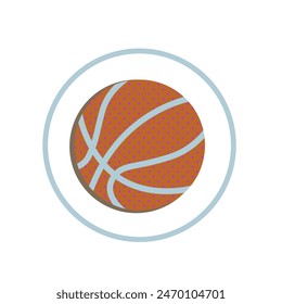 Basketball ball isolated on white background. Simple round logo. Basketball banner, poster template. Vector illustration.