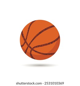 Basketball ball isolated on white background. Simple round logo. Basketball banner, poster template. Vector illustration.