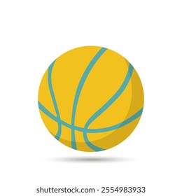 Basketball ball isolated on white background. Simple round logo. Basketball banner, poster template. Vector illustration.