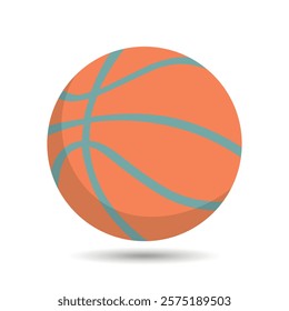 Basketball ball isolated on white background. Simple round logo. Basketball banner, poster template. Vector illustration.