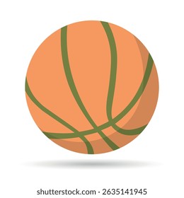 Basketball ball isolated on white background. Simple round logo. Basketball banner, poster template. Vector illustration.