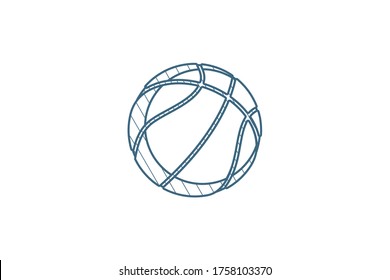 Basketball ball isometric icon. 3d vector illustration. Isolated line art technical drawing. Editable stroke