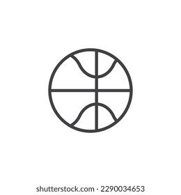 Icono de la línea de baloncesto. signo de estilo lineal para concepto móvil y diseño web. Icono vectorial del contorno del baloncesto. Símbolo, ilustración del logotipo. Gráficos vectoriales