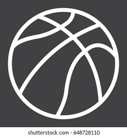 Basketball ball line icon, sport and game, vector graphics, a linear pattern on a black background, eps 10.