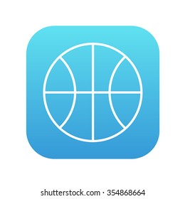 Basketball ball line icon for web, mobile and infographics. Vector white icon on the blue gradient square with rounded corners isolated on white background.