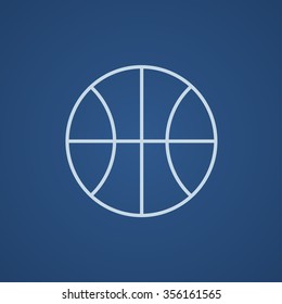 Basketball ball line icon for web, mobile and infographics. Vector light blue icon isolated on blue background.