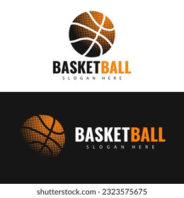 Logo-Design für Basketball-Ball. Vektorgrafik.
