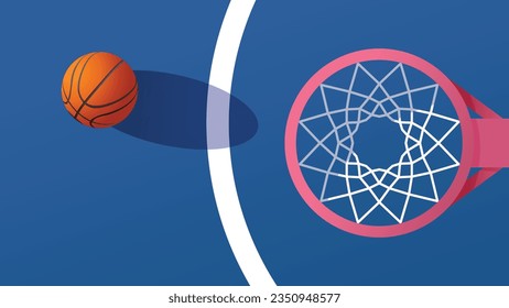 baloncesto cerca de la vista superior del aro