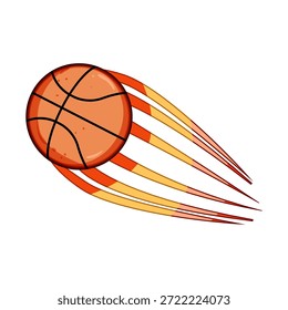 Balón de baloncesto que se mueve rápidamente con senderos de movimiento dinámico, que representa la velocidad, la energía y la acción en una competición deportiva, aislado en un fondo blanco limpio
