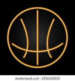 basketball ball neon sign, modern glowing banner design, colorful modern design trend on black background. Vector illustration.