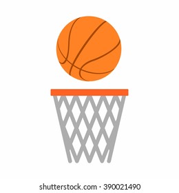 Basketball ball net in flat dasing style isolated on white background. Vector Illustration