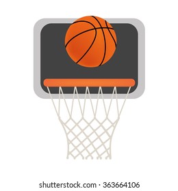 Basketball ball and the net. Vector illustration isolated on white background.
