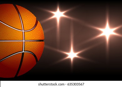 Basketball ball on a black background. Realistic vector illustration 