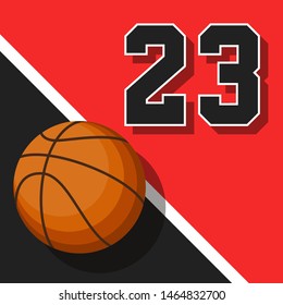 Basketball Ball on Court 23 Number Illustration Vector