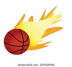 Basketball ball on fire sign. vector