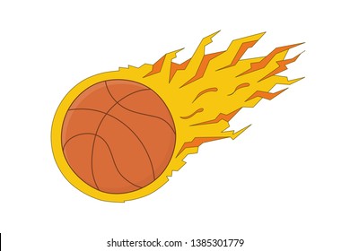 basketball ball on fire, vector illustration