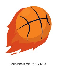 basketball ball on fire on white background