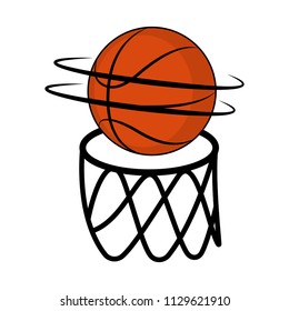 Basketball ball on a net