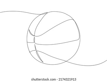 Basketball ball one line art. Continuous line drawing of ball, sport, running, ball sports, activity, athlete, game, training, basket, jump, play.
