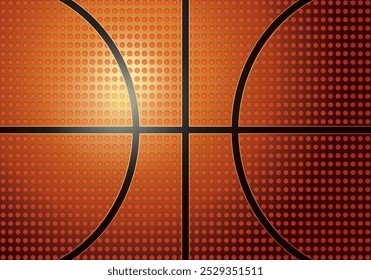 Bola de basquete textura de couro realista com bumps padrão fundo. Borracha Laranja seixos Grão Pontos Textura. Pano de Fundo da Bandeira do Tema Esportivo. Ilustração de vetor