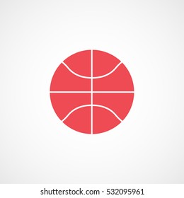 Basketball Ball Red Flat Icon On White Background
