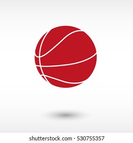 Basketball ball - red vector icon  with shadow