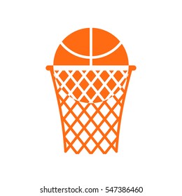 Basketball ball in ring emblem. Sports logo. Playing sign
