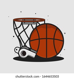 Imagen vectorial de diseño plano del anillo de baloncesto