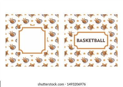 Basketball Ball Seamless Pattern Frame Set of 2