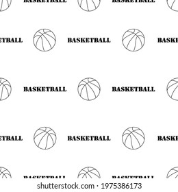 Basketball ball seamless pattern isolated on white background.