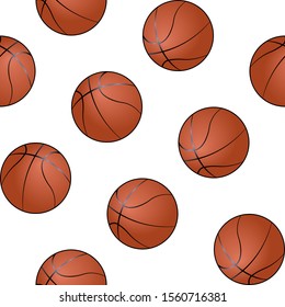 Basketball ball seamless pattern realistic gradient. Vector stock illustration eps10 isolated on white. Design for wallpaper, clotches, sport form or magazine