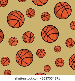 Basketball ball seamless pattern. Vector illustration for flyers, web, banners and print. Sport, team play concept.