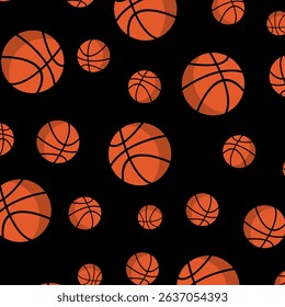 Basketball ball seamless pattern. Vector illustration for flyers, web, banners and print. Sport, team play concept.